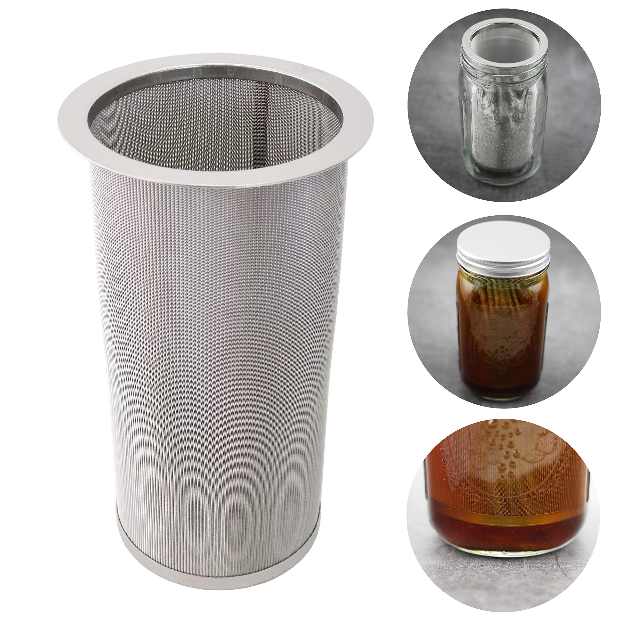 Cold Brew Coffee Filter for Wide Mouth Mason Jar, Food Grade 304 Stainless Steel, Ultra Fine Mesh, Tea and Fruit infuser, Iced Coffee Maker, Iced Tea Maker, Cold Brew Coffee Maker