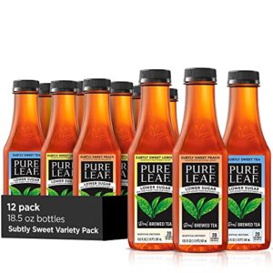 pure leaf iced tea, subtly sweet 3fl variety pack, lower sugar, 18.5 ounce bottles (pack of 12)