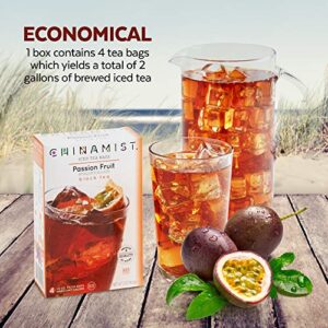 China Mist Iced Tea – Passion Fruit Black Tea Infusion – Refreshing and Delicious – Each Tea Bag Yields 1/2 Gallon – 4 bags