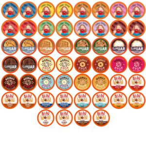 coffee pod variety packs sampler, compatible with k cup brewers including 2.0, assorted variety pack (assorted flavored coffee, 52 count (pack of 1)