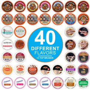 crazy cups flavored coffee pods variety pack for keurig k cups brewers, assorted flavored coffee sampler, 40 count