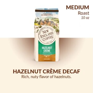 New England Coffee Hazelnut Crème Decaffeinated Medium-Roast Ground Coffee, 10oz. Bag (Pack of 3)