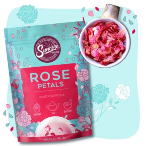 Suncore Foods Dried Rose Petals Bloom, Caffeine-Free Tea, Gluten-Free, Non-GMO, 0.3oz (1 Pack)