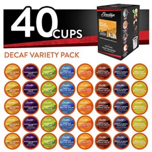 brooklyn beans coffee for keurig coffee pods compatible with 2.0 k-cup brewers, assorted decaf variety pack, 40 count (pack of 1), bb dv40