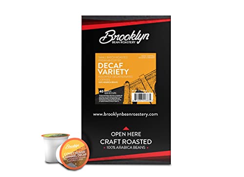 Brooklyn Beans Coffee for Keurig Coffee Pods Compatible with 2.0 K-Cup Brewers, Assorted Decaf Variety Pack, 40 Count (Pack of 1), BB DV40