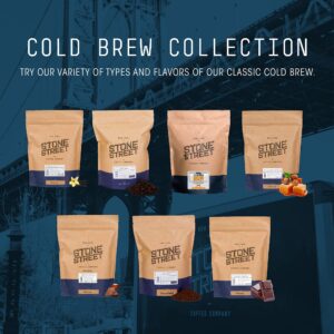 Stone Street Cold Brew Coffee, Strong & Smooth Blend, Low Acid, 100% Arabica, Gourmet Coffee, Coarse Ground, Dark Roast, Colombian Single Origin, 1 LB