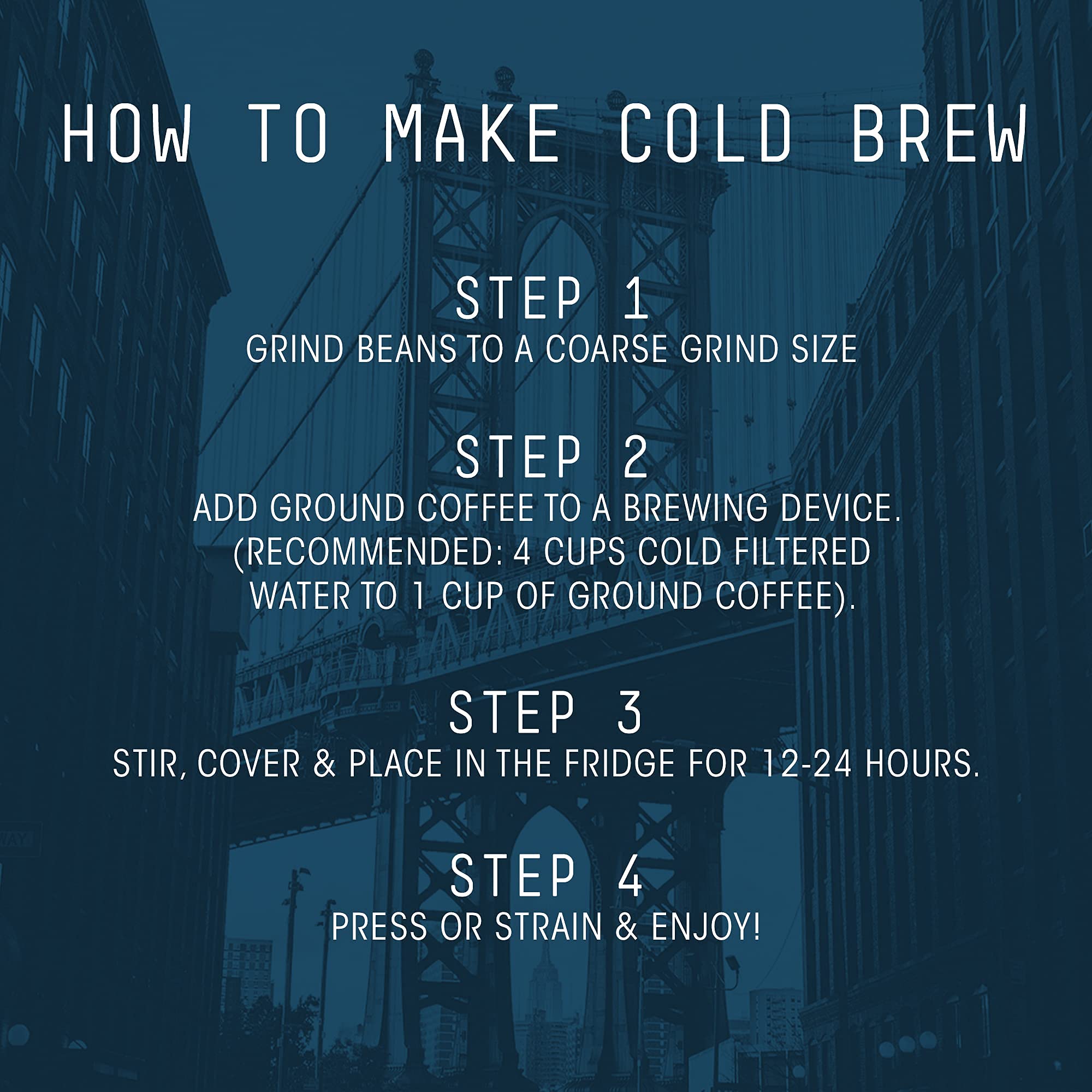 Stone Street Cold Brew Coffee, Strong & Smooth Blend, Low Acid, 100% Arabica, Gourmet Coffee, Coarse Ground, Dark Roast, Colombian Single Origin, 1 LB