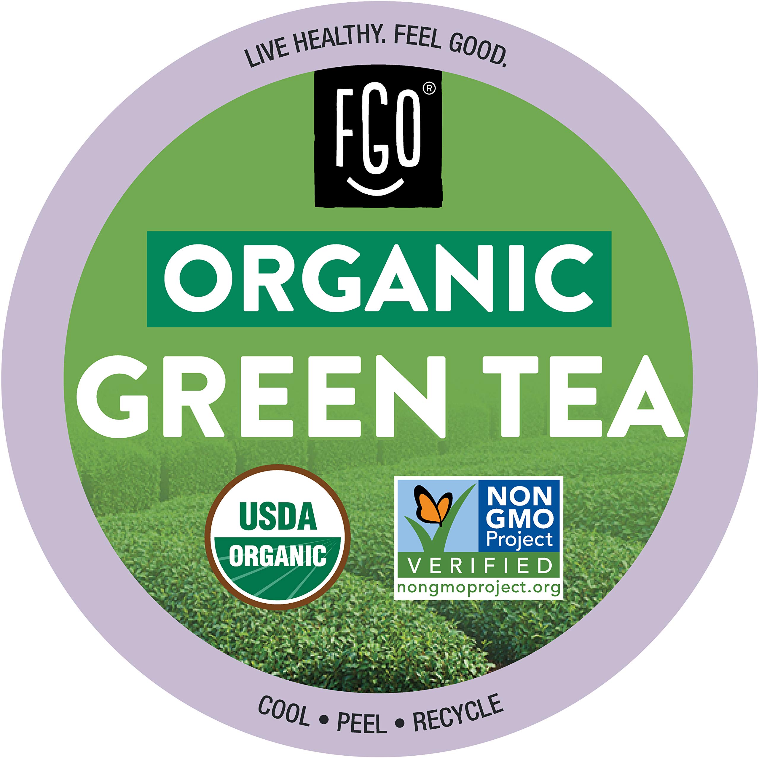 Organic Green Tea K-Cup Pods, 24 Pods by FGO - Keurig Compatible - Naturally Occurring Caffeine, Premium Green Tea is USDA Organic, Non-GMO, & Recyclable