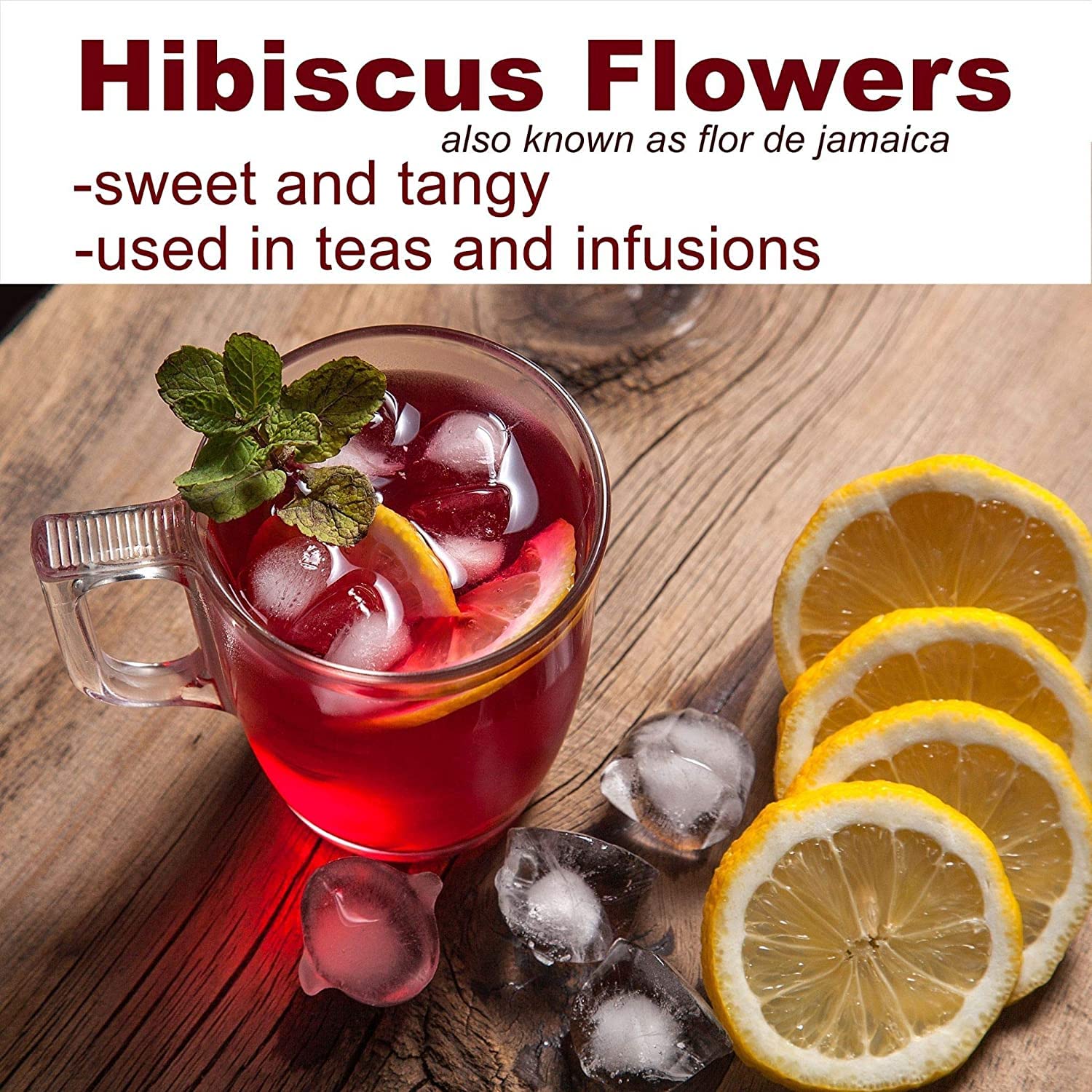 RICO Dried Hibiscus Flowers 4 oz, Great For Tea, Jamaica Tea - 100% Natural Flowers, Cut and Sifted Packaged In Resealable Bag