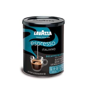 lavazza decaf ground espresso, medium roast, 8-oz cans (4 pack) - authentic italian, non gmo, sweet & fruity (packaging may vary)