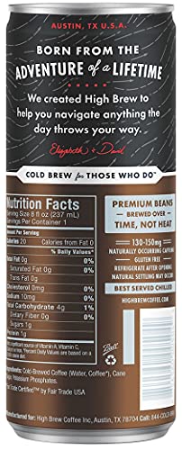 HIGH Brew Coffee Cold Brew Coffee + Protein, Black And Bold, 8 Oz Can, 12/pack