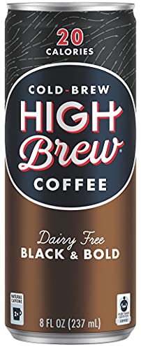 HIGH Brew Coffee Cold Brew Coffee + Protein, Black And Bold, 8 Oz Can, 12/pack