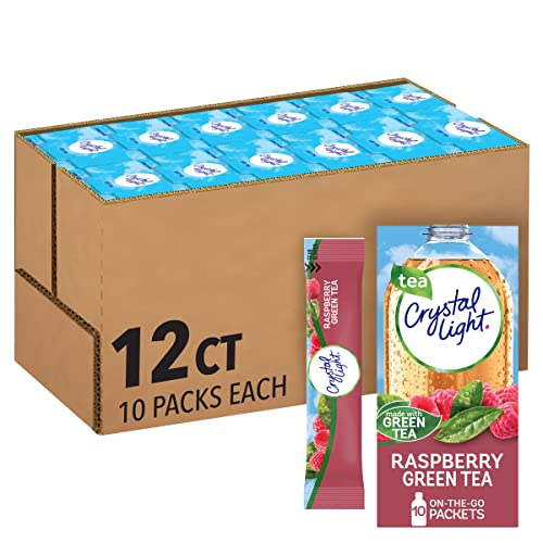 Crystal Light Sugar-Free Raspberry Green Tea On-The-Go Powdered Drink Mix 120 Count-10 Count (Pack of 12)