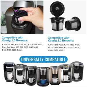 Reusable K Cups, 6 Pack Universal Fit Reusable Coffee Filters with Food Grade Stainless Steel Mesh Eco-Friendly Coffee Pods, for Keurig 1.0 and 2.0 Brewers
