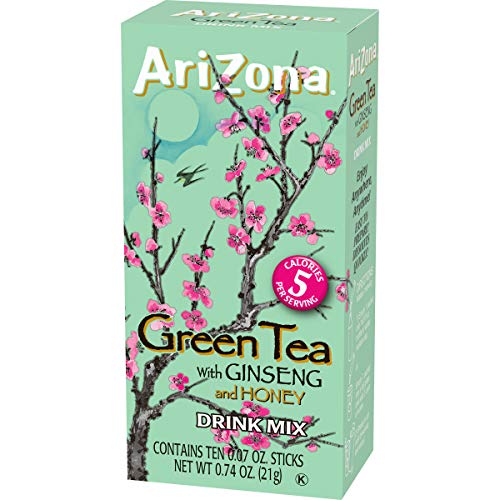 AriZona Green Tea with Ginseng and Honey Naturally Flavored Powdered Drink Mix (120 ct Pack, 12 Boxes of 10 ct On-the-Go Packets)