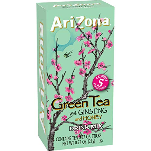 AriZona Green Tea with Ginseng and Honey Naturally Flavored Powdered Drink Mix (120 ct Pack, 12 Boxes of 10 ct On-the-Go Packets)