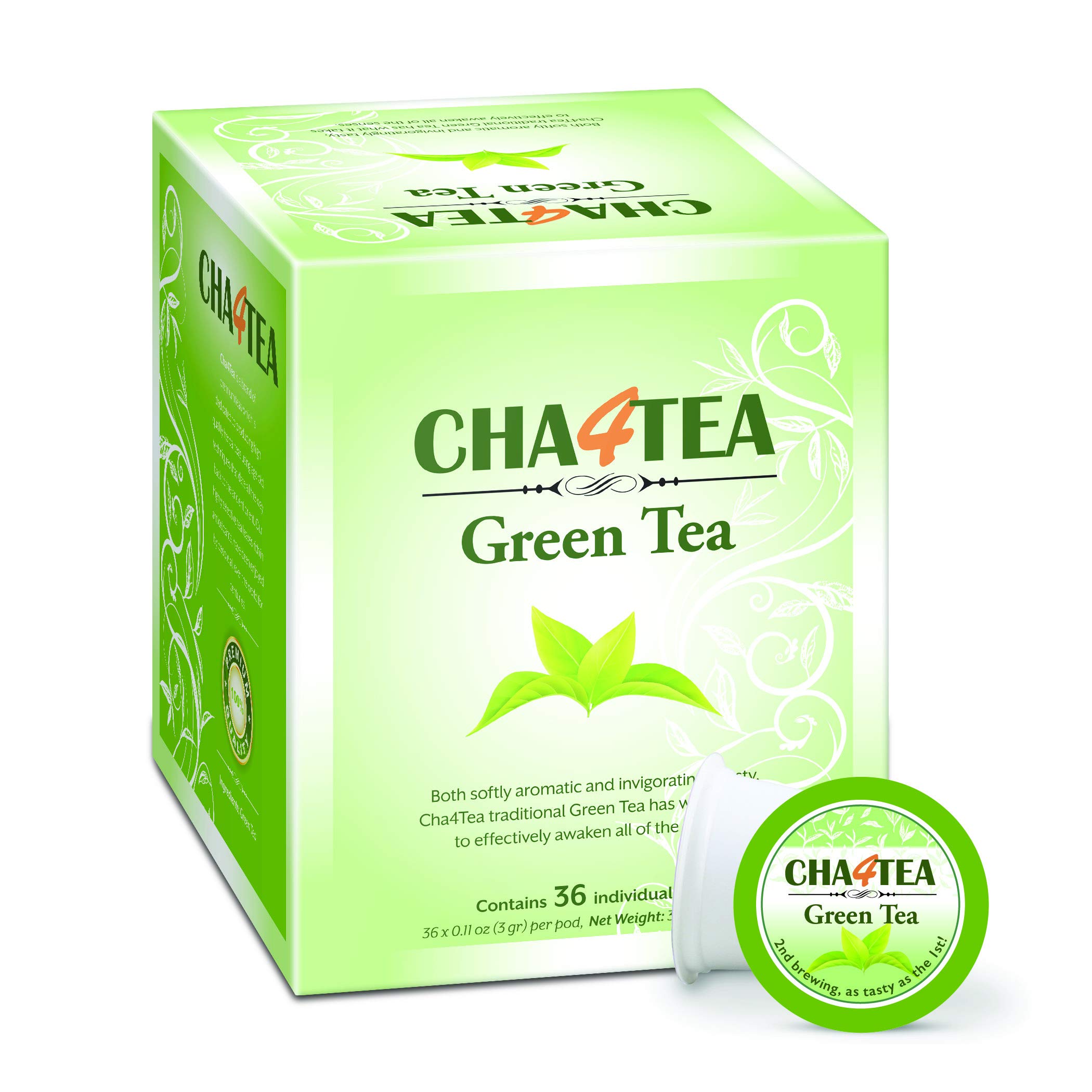 Cha4TEA 36-Count Green Tea Pods for Keurig K-Cup Brewers