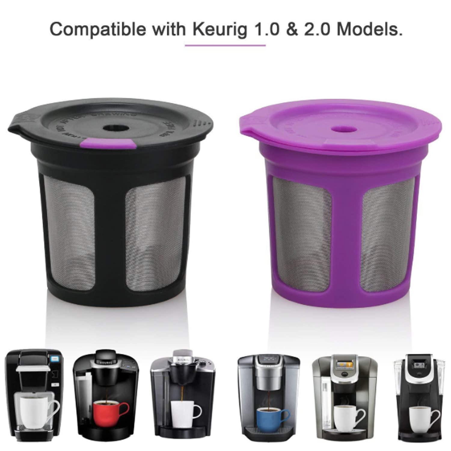 Reusable K Cups, 2 Pack Eco Friendly Stainless Steel Mesh Filter K Cup Reusable Coffee Pods - reusable k cups for keurig 1.0 and 2.0 Coffee Maker