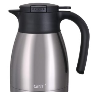 GiNT 34Oz Thermal Coffee Carafe, Insulated Stainless Steel Coffee Carafes for Keeping Hot/Double Walled Vacuum Coffee Carafe (Silver, 1L)