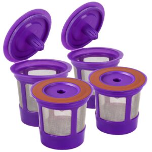 reusable keurig k cups pod coffee filters for keurig 2.0 & 1.0 brewers, universal refillable kcups, keurig filter, reusable kcup, k cup k-cups reusable filter 4 packs