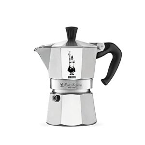 bialetti - moka express: iconic stovetop espresso maker, makes real italian coffee, moka pot 3 cups (4.3 oz - 130 ml), aluminium, silver