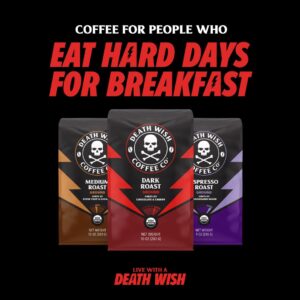 Death Wish Coffee Co. Single Serve Coffee Pods - Extra Kick of Caffeine - Blue and Buried: Blueberry Vanilla Flavored Coffee Pods