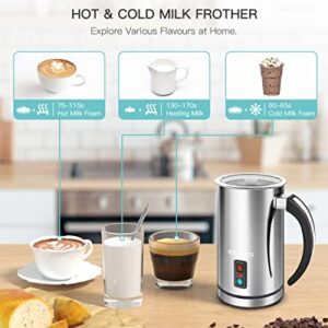 EZBASICS 236ml Stainless Steel Electric Milk Frother for Frothing and Heating Milk