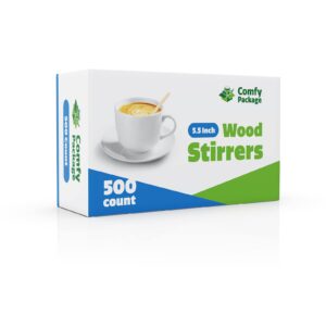 Comfy Package, [500 Count] 5.5 Inch Wooden Coffee Stirrers - Wood Stir Sticks