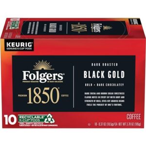 folgers 1850 black gold dark roast coffee, 60 keurig k-cup pods