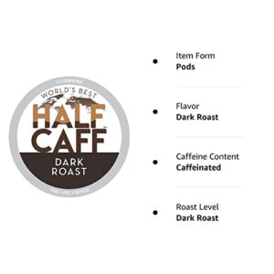 World's Best Half Caff Dark Roast Coffee 100ct. Solar Energy Produced Recyclable Single Serve Dark Roast Coffee Pods - 100% Arabica Coffee California Roasted, KCup Compatible