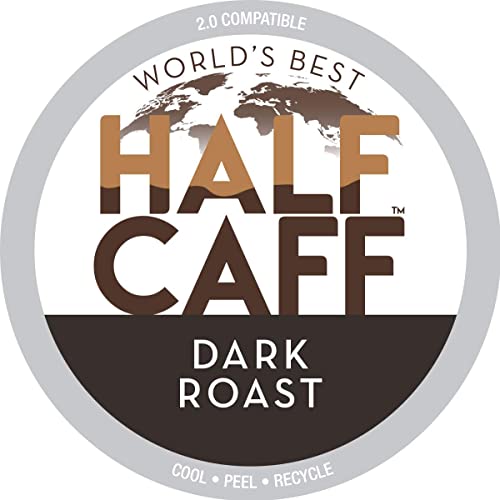 World's Best Half Caff Dark Roast Coffee 100ct. Solar Energy Produced Recyclable Single Serve Dark Roast Coffee Pods - 100% Arabica Coffee California Roasted, KCup Compatible