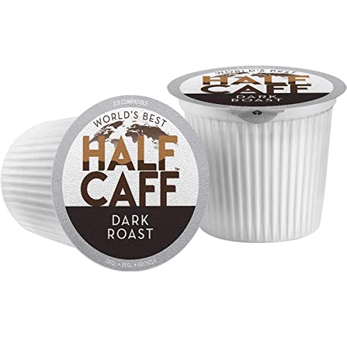 World's Best Half Caff Dark Roast Coffee 100ct. Solar Energy Produced Recyclable Single Serve Dark Roast Coffee Pods - 100% Arabica Coffee California Roasted, KCup Compatible