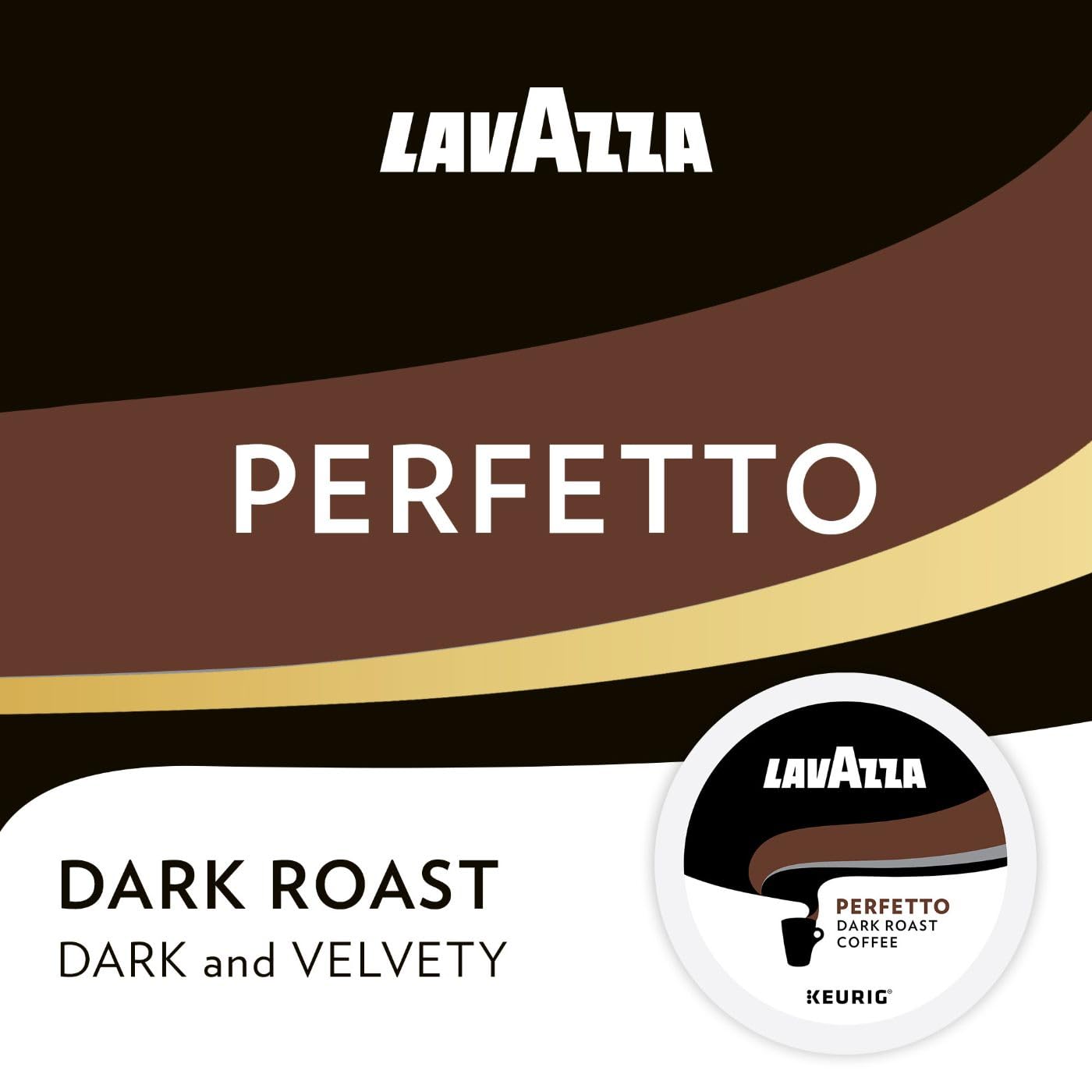 Lavazza Perfetto Single-Serve Coffee K-Cup® Pods for Keurig® Brewer, 32 Count, Full-bodied dark roast with bold, dark flavor and notes of caramel, 100% Arabica