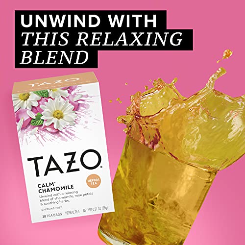 TAZO Calm Chamomile Tea Bags, Caffeine-Free Herbal Tea Bags, 20 Count (Pack of 6)