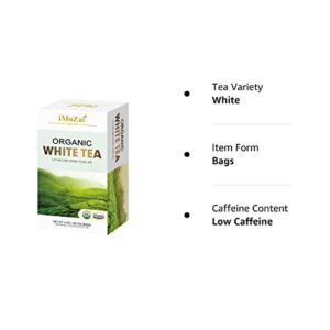 Imozai Organic White Tea Bags 100 Count Individually Wrapped