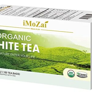 Imozai Organic White Tea Bags 100 Count Individually Wrapped