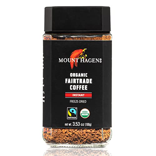 Mount Hagen 3.53oz Organic Freeze Dried Instant Coffee - 6 pack | Eco-friendly Coffee Made From Organic Medium Roast Arabica Beans | Fair-Trade Coffee Instant [6 x 3.53oz Jar]