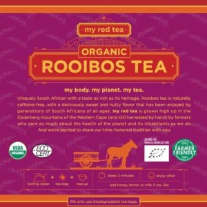 Rooibos Tea, USDA Certified Organic Tea, MY RED TEA. Tagless South African, 100% Pure, Single Origin, Natural, Farmer Friendly, GMO and Caffeine Free (80)