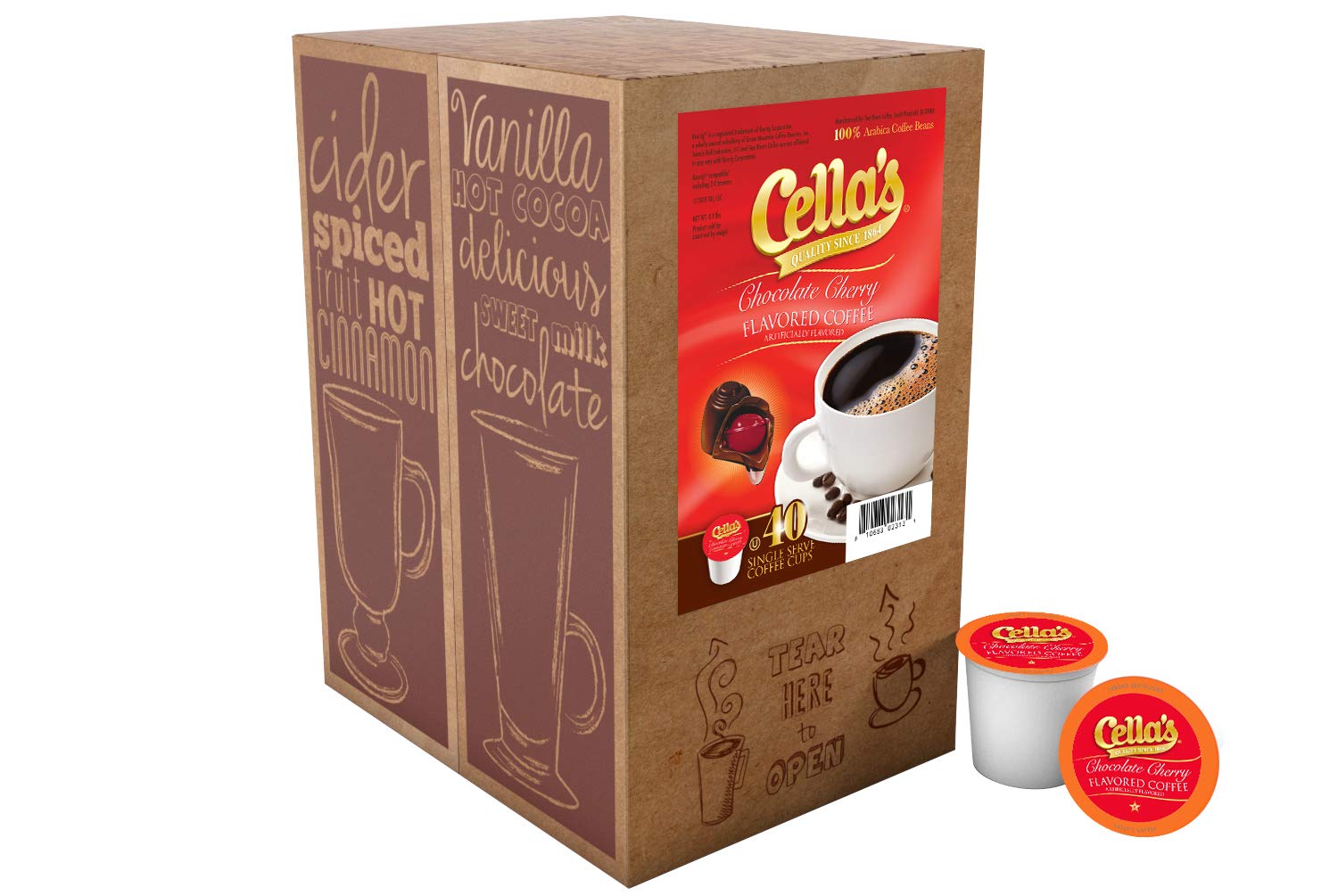 Cella's Chocolate Cherry Flavored Coffee, Compatible With 2.0 Keurig K Cup Brewers, 40 Count (Pack of 1)