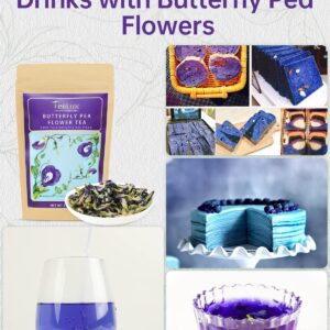 TeeLux Butterfly Pea Flower Tea, Non-GMO, Pure Natural Butterfly Pea Tea, Premium Dried Butterfly Pea Flower for Blue & Purple Drinks and Food Coloring, 1.76 Oz