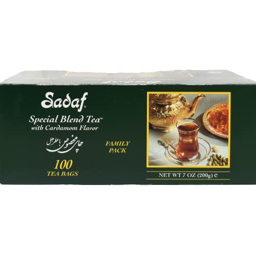 Sadaf Cardamom Tea Bags | Special Blend Cardamom Ceylon Black Tea | Quicktea Product harvested in Sri Lanka | 100 bags (Pack of 1)