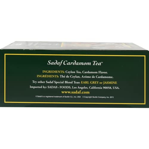 Sadaf Cardamom Tea Bags | Special Blend Cardamom Ceylon Black Tea | Quicktea Product harvested in Sri Lanka | 100 bags (Pack of 1)