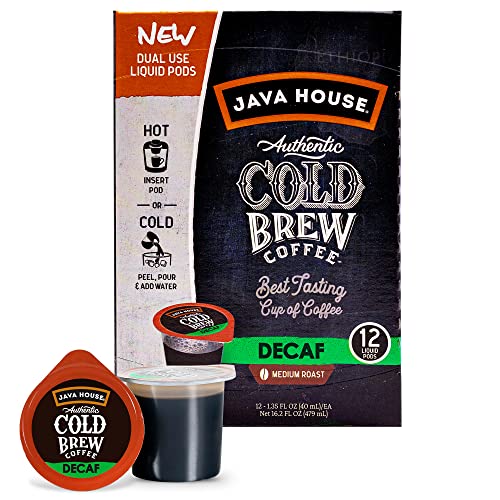 Java House Cold Brew Coffee Concentrate Single Serve Liquid Pods - 1.35 Fluid Ounces Each (Decaf, 12 Count)…