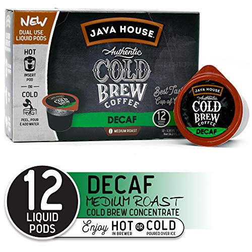 Java House Cold Brew Coffee Concentrate Single Serve Liquid Pods - 1.35 Fluid Ounces Each (Decaf, 12 Count)…