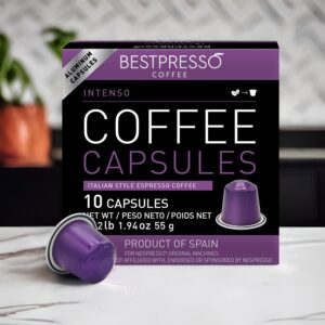 Bestpresso Coffee for Nespresso Original Machine 120 Aluminum pods Certified Genuine Espresso Intenso Blend(High Intensity), Pods Compatible with Nespresso Original