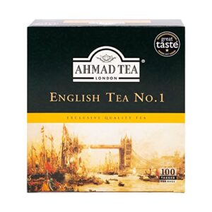 ahmad tea black tea, english tea no.1 teabags, 100 ct - caffeinated & sugar-free