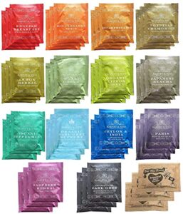 harney & sons assorted tea bag sampler 42 count with honey crystal packs great for birthday, hostess and co-worker gifts