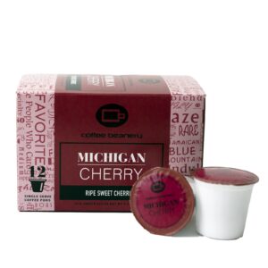 michigan cherry coffee pods by coffee beanery | 12ct flavored coffee pods medium roast coffee pods| 100% specialty arabica coffee| gourmet coffee pods