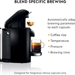 Nespresso VertuoPlus Deluxe Coffee and Espresso Machine by Breville with Milk Frother, 8 Ounces, Black