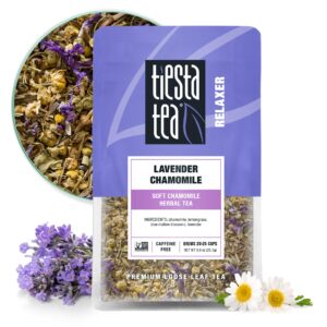 tiesta tea - lavender chamomile | soft chamomile herbal tea | premium loose leaf tea blend | non caffeinated herbal tea | make hot or iced tea & brews up to 25 cups - 0.9 ounce resealable pouch